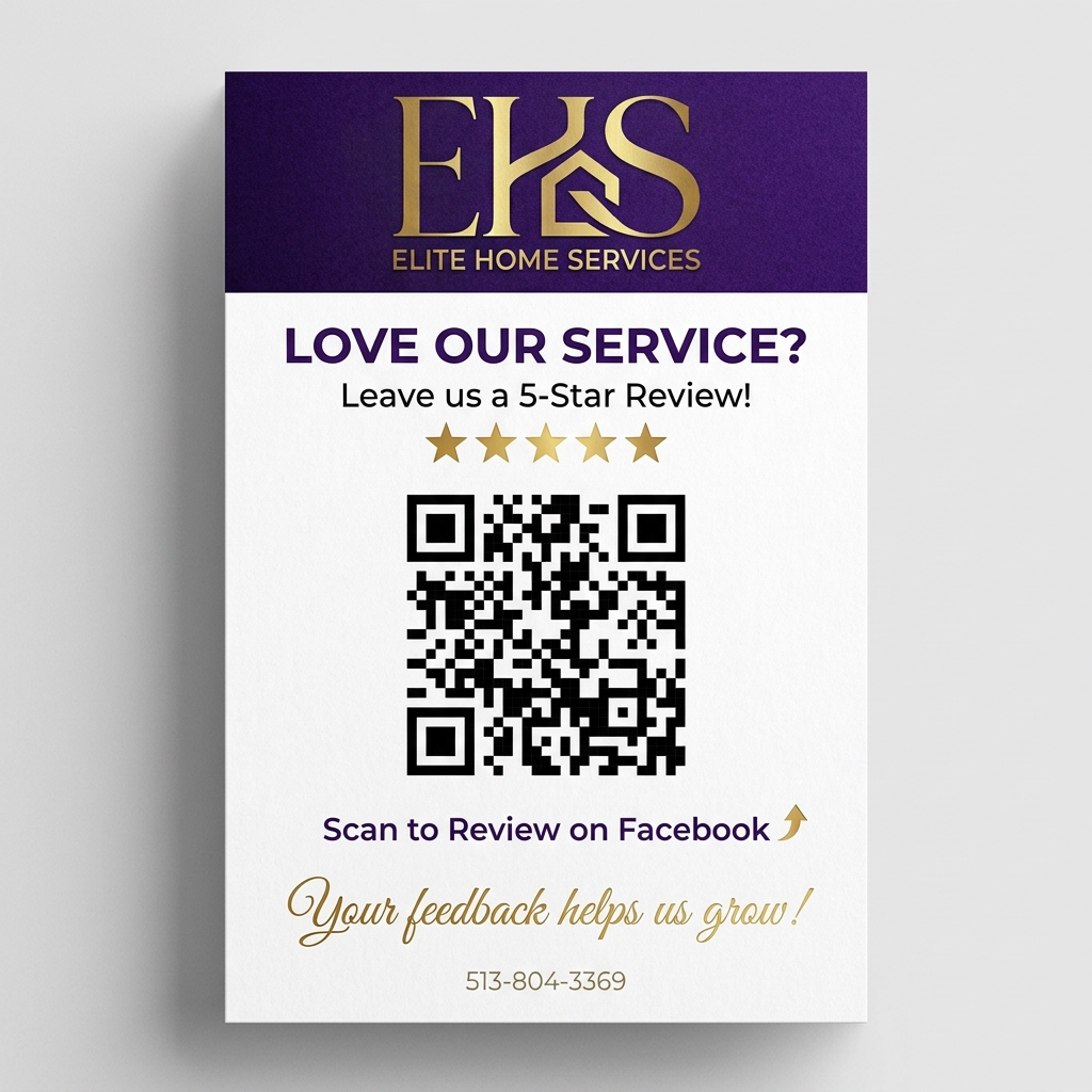 Scan to leave a Facebook review for Elite Home Services
